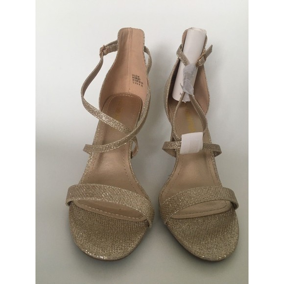 DREAM PAIRS Shoes Women's Size 10 Gold Sparkle Stilettos Open Toe Heel Sandals - Picture 10 of 14